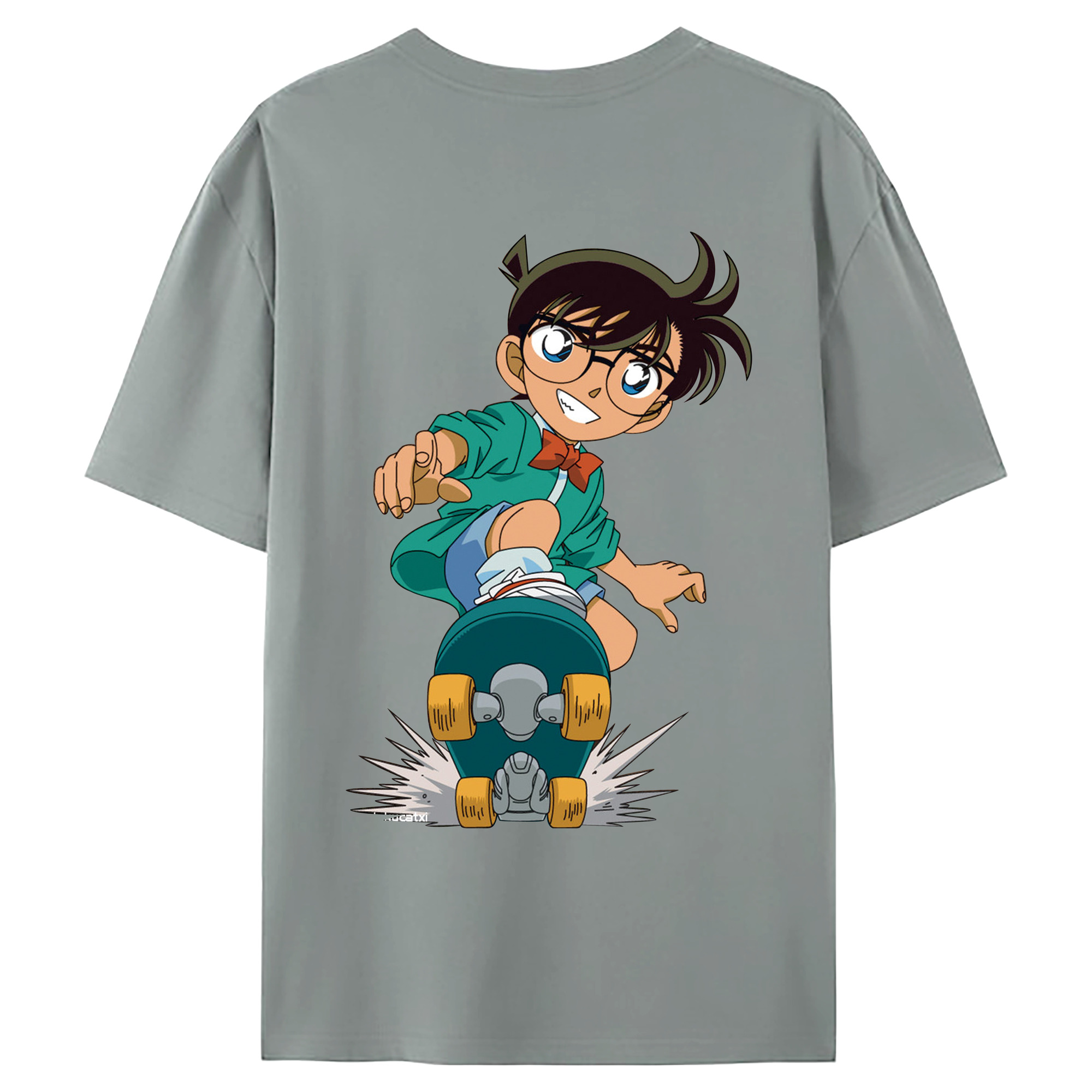 （画像用） 名探偵コナン 江戸川 コナン Detective Conan Conan Edogawa 綿100％ メンズ半袖Tシャツ（バックプリント） 通気性